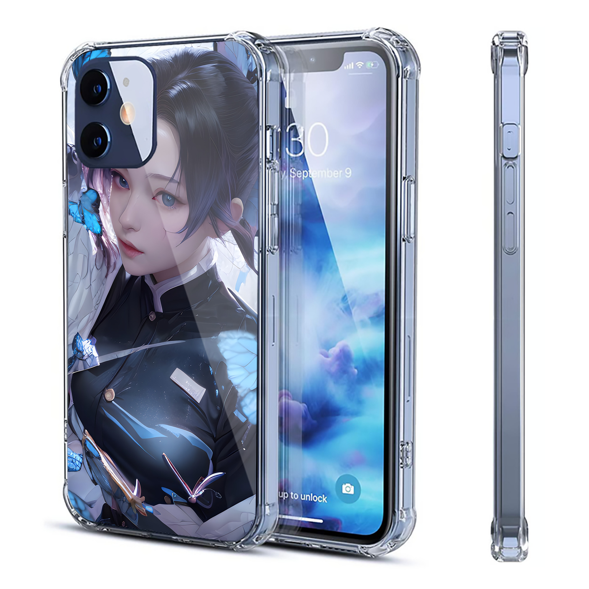 （画像用） 鬼滅の刃（きめつのやいば）蟲柱-胡蝶 しのぶ／こちょう しのぶ Kochou Shinobu 【iPhone 12シリーズ対応】透明スマホケース（クリアソフトケース）